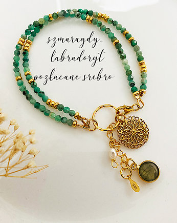 Bransoletka SZMARAGDY, kamienie naturalne, Anemon Atelier