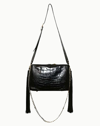 "Tassel bag" czarny krokodyl, Hedonism