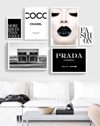 ZESTAW PLAKATÓW coco fashion czarno białe, black dot studio