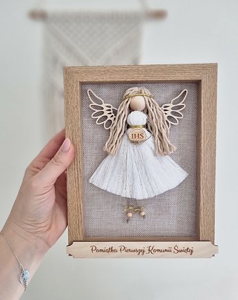 Pamiątka komunia święta anioł Stróż makrama Handmade, Heartmade4kids Malgorzata Makselon