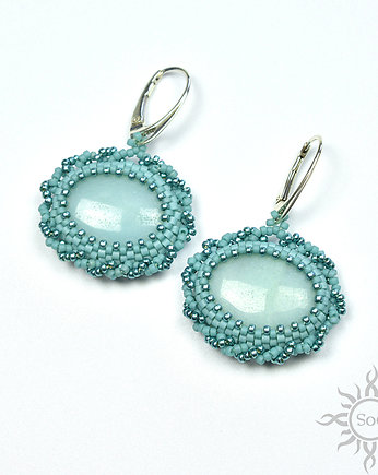 Feamainn, kolczyki z amazonitem, beading, Sol