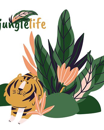Naklejka załóżkownik Jungle Life lion, Yellow Tipi