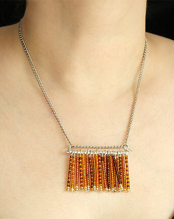 Naszyjnik - Koraliki - boho, pomarańczowy, yenoo