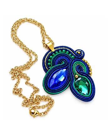 Wisior sutasz wkolorach pawiego oczka, Mró Soutache
