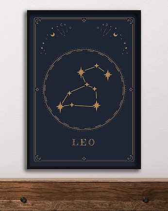 Plakat Lew/Leo Znaki Zodiaku Gwiazdozbiór, Abstraktoria