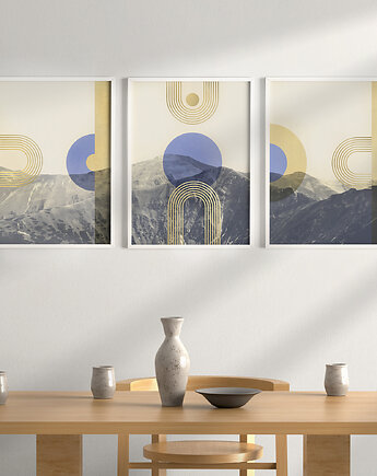 Plakaty góry Tatry, zestaw/tryptyk w stylu mid-century, do salonu, sypialni., Grawisfera