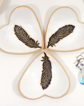 Ceramiczne miseczka na twoje drobiazgi z piórkiem, 10FingersArt