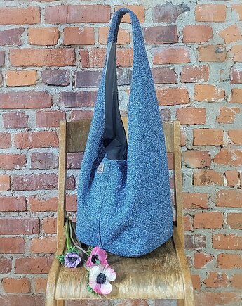 Boogi Bag niebieska  torba hobo w stylu boho, hairoo