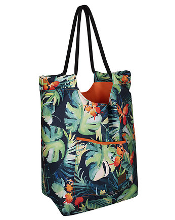 Duża pojemna torba plażowo-miejska zielone liście, Nashani
