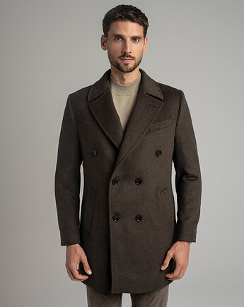 Wełniany płaszcz dwurzędowy sortino brązowy (br2), BORGIO
