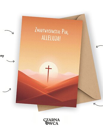 Kartka wielkanocna- Zmartwychwstał Pan, Alleluja!, Czarna Owca Karteczki