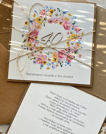 Wyjątkowa kartka ręcznie robiona na 40 urodziny prezent, sorte