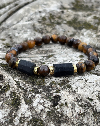 Bransoletka męska Tygrysie Oko i Turmalin, Chmolowska Jewellery