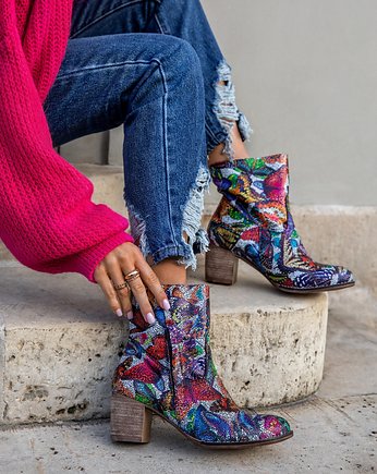 BOTKI - SKÓRA NATURALNA - MODEL 454 - KOLOR MOTYL, Zapato