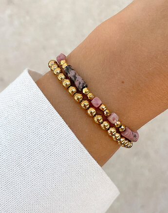 Bransoletki na gumce - rodonit z hematytem, Bring Biżuteria