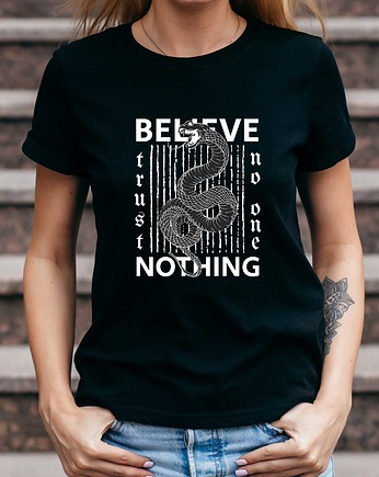 Koszulka damska organiczna Believe nothing, ART ORGANIC