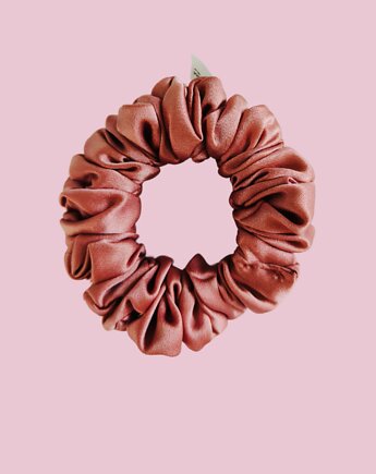 Gumka jedwabna, scrunchie, frotka różowy beż MIDI, Capillum