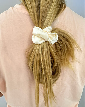 Jedwabna scrunchie gumka frotka midi szampańska, Zdunetti