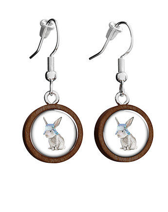 Kolczyki drewniane - Zajączek - wiszące