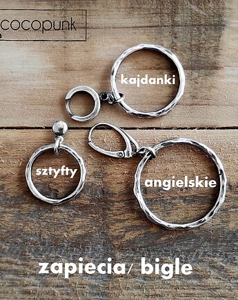 Kolczyki srebrne 4,5cm + bigle angielskie zamówienie indywidualne, Cocopunk