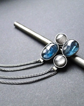 Kolczyki srebrne Kyanit & obsydian, Memero