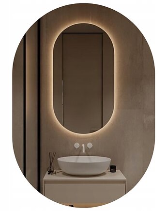 LUSTRO OWALNE LED PODŚWIETLENIE ŁAZIENKOWE 100X60cm LOFT TRZY BARWY ŚWIATŁA, Lavar home