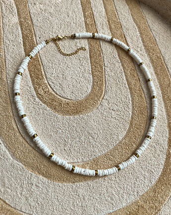 Biało-złoty naszyjnik choker z muszli, AT NOON