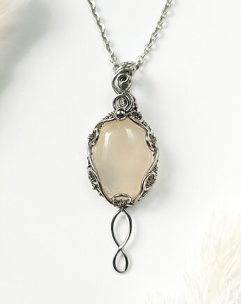 Naszyjnik Chalcedon 'Vilya' stal chirurgiczna wisiorek handmade wirewrapping, byNostawen