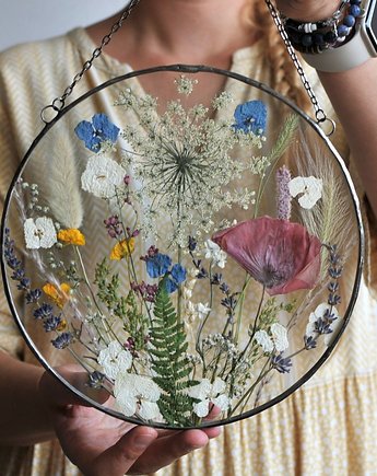 Suszone kwiaty, witraż, prezent dla nowożeńców, MARIAELA