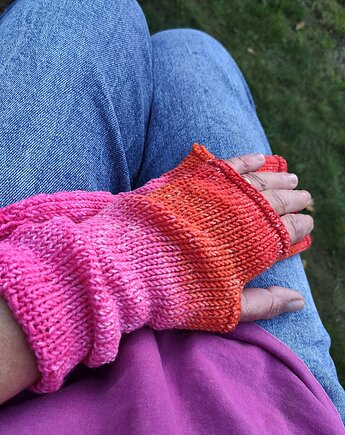 Ombre z różem/ mitenki, agat handmade
