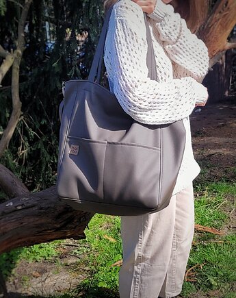 Lazy bag Pocket  torba taupe ekoskóra oversize, hairoo