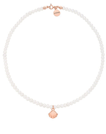Naszyjnik z pereł naturalnych z muszelką z różowego złota, SOTHO