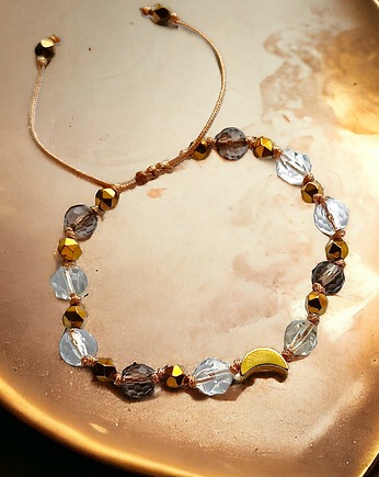 DOBROBYT - amulet - LUNULA - cytryn, kwarc dymny, kryształ górski - PREMIUM, kaktusia