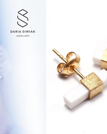 Kolczyki złote/GOLD/WHITE, Daria Siwiak Jewellery