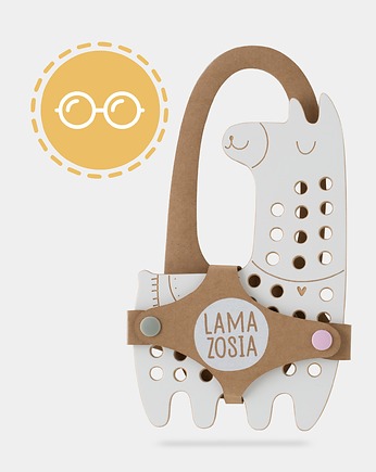 Lama Zosia, drewniana przeplatanka Montessori, rozwój motoryki małej, OSOBY - Prezent dla dwulatka