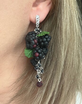 Kolczyki z jagodami jeżyna. Handmade Polska. Polimerowa glina, MariaPolymer