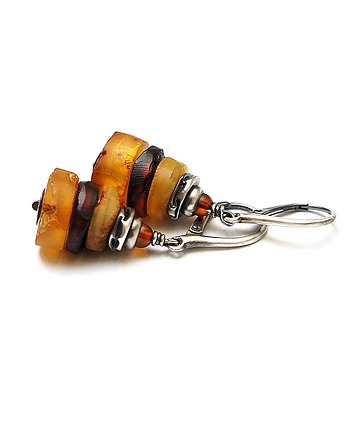 Kolczyki srebrne Bursztynowe dropsy vol. 7, Katia i krokodyl