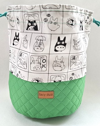 Kosmetyczka worek duży " mój przyjaciel Totoro" zielony, tacy duzi