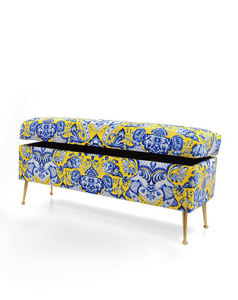 Pufa ławka ze schowkiem  kufer MAXI  YELLOW&BLUE, Bench Decor