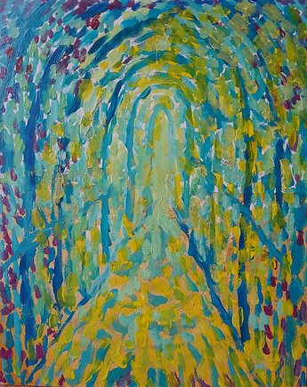 Obraz ręcznie malowany baśniowy pejzaż, alice oil on canvas