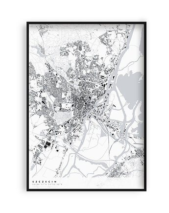 Szczecin - mapa miasta  plakat z mapą Szczecina, PLAKATY GEOMETRYCZNE