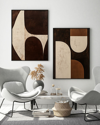Zestaw 2 plakatów  - brązowa geometria, HOG STUDIO