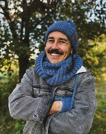 Męski komin MERINO Ciemny niebieski, Brain Inside