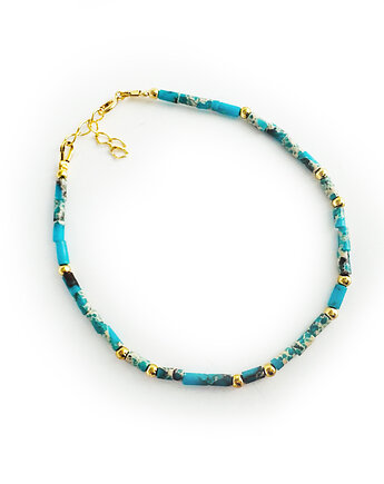 Bransoletka z kamieni , niebieski JASPIS złoto, Anemon Atelier