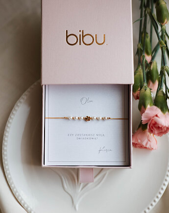 Bransoletka dla świadkowej z kwiatem róży, prośba o świadkowanie, Bibu bijoux