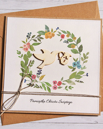 Kartka z życzeniami : Chrzest : kolorowy wianuszek I, kaktusia