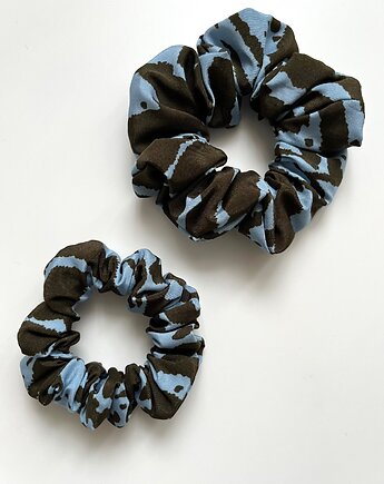 Brązowo-błękitna gumka do włosów Scrunchie Ana Rita, Volie Line