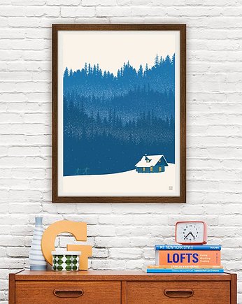 Zima - vintage plakat , minimalmill