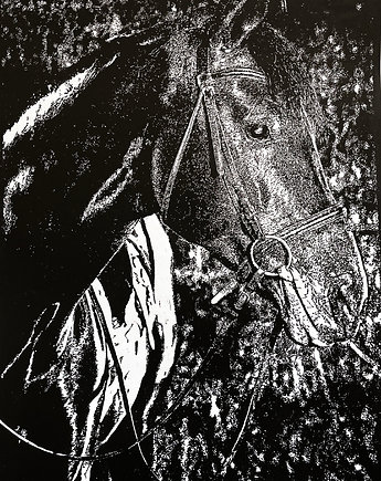 Linoryt "Portret karego konia", Scrap Glass Art Studio