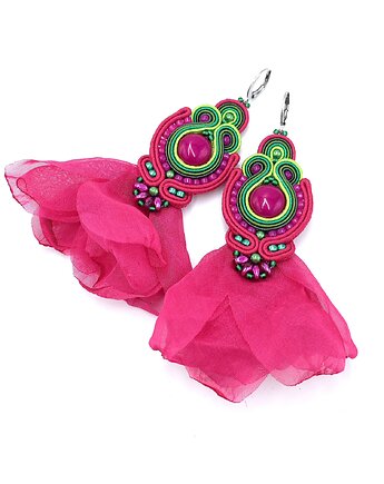 Kolczyki sutasz różowo zielone wiosenne lekkie z jadeitem Ballerina, Katrina Rossa